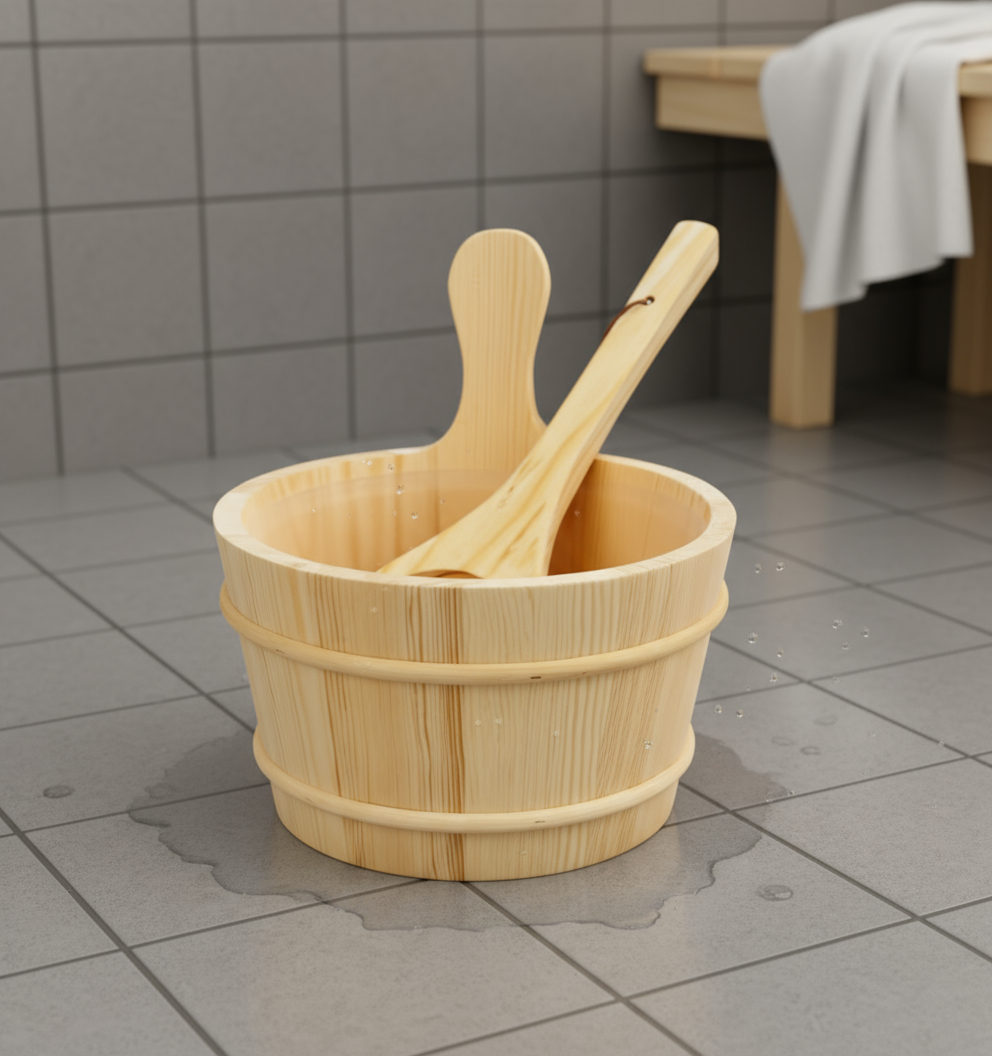 Authentieke Houten Sauna-emmer – Natuurlijk & Duurzaam voor Traditie